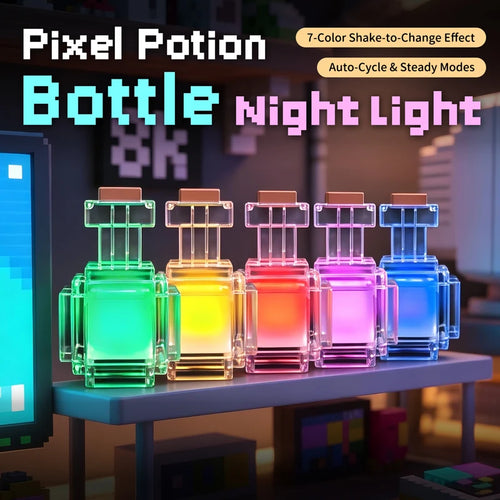 Magiczna Butelka LED – Lampka Nocna Pixel Art 7 Kolorów